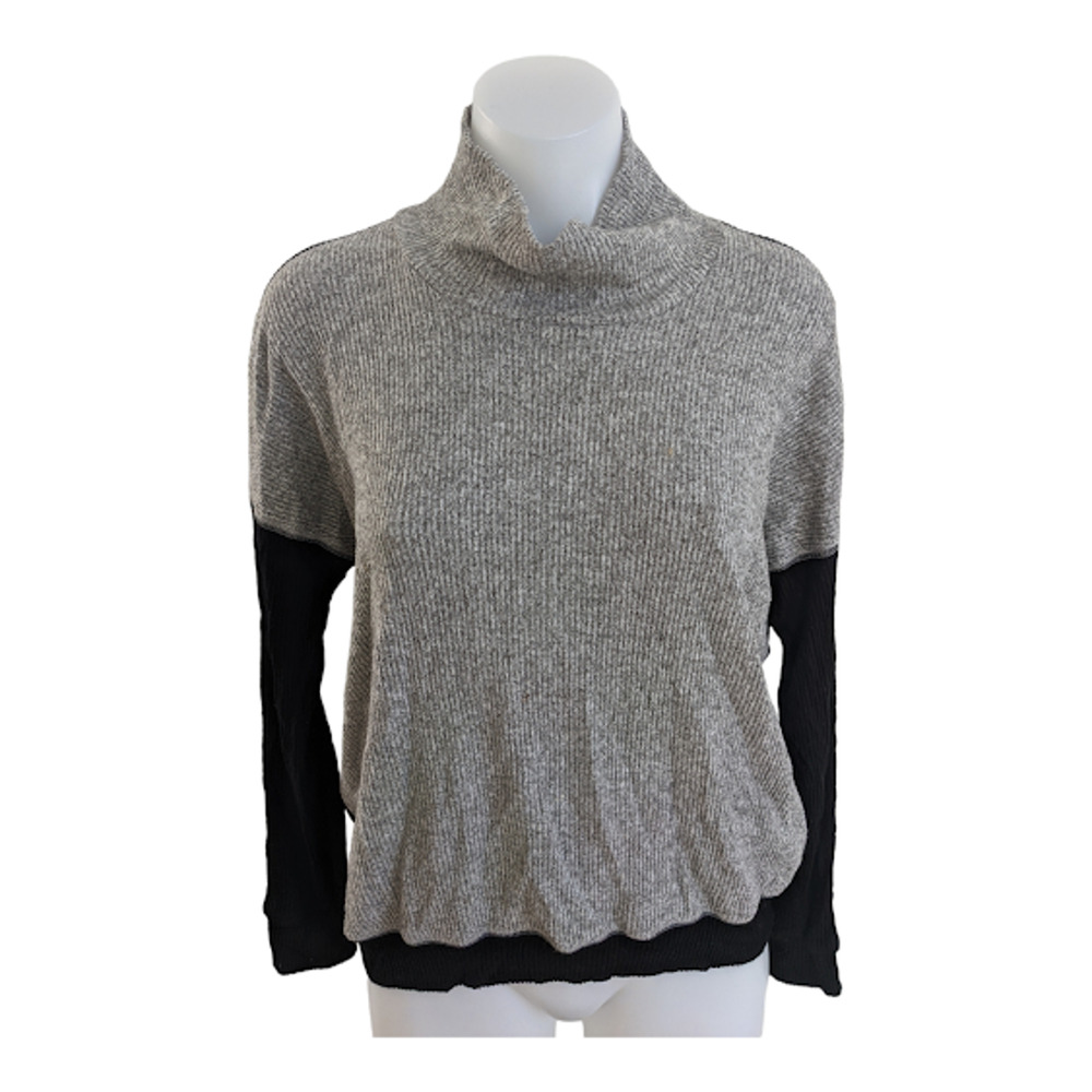 Fifteen Twenty Womens Size XS Combo Turtleneck Sweatshirt Black Grey Long Sleeve